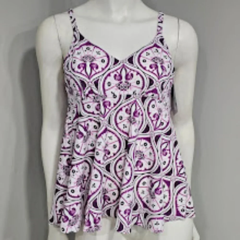 Swim Solutions Tiletale V-Neck Tankini Top - Picture 2 of 9
